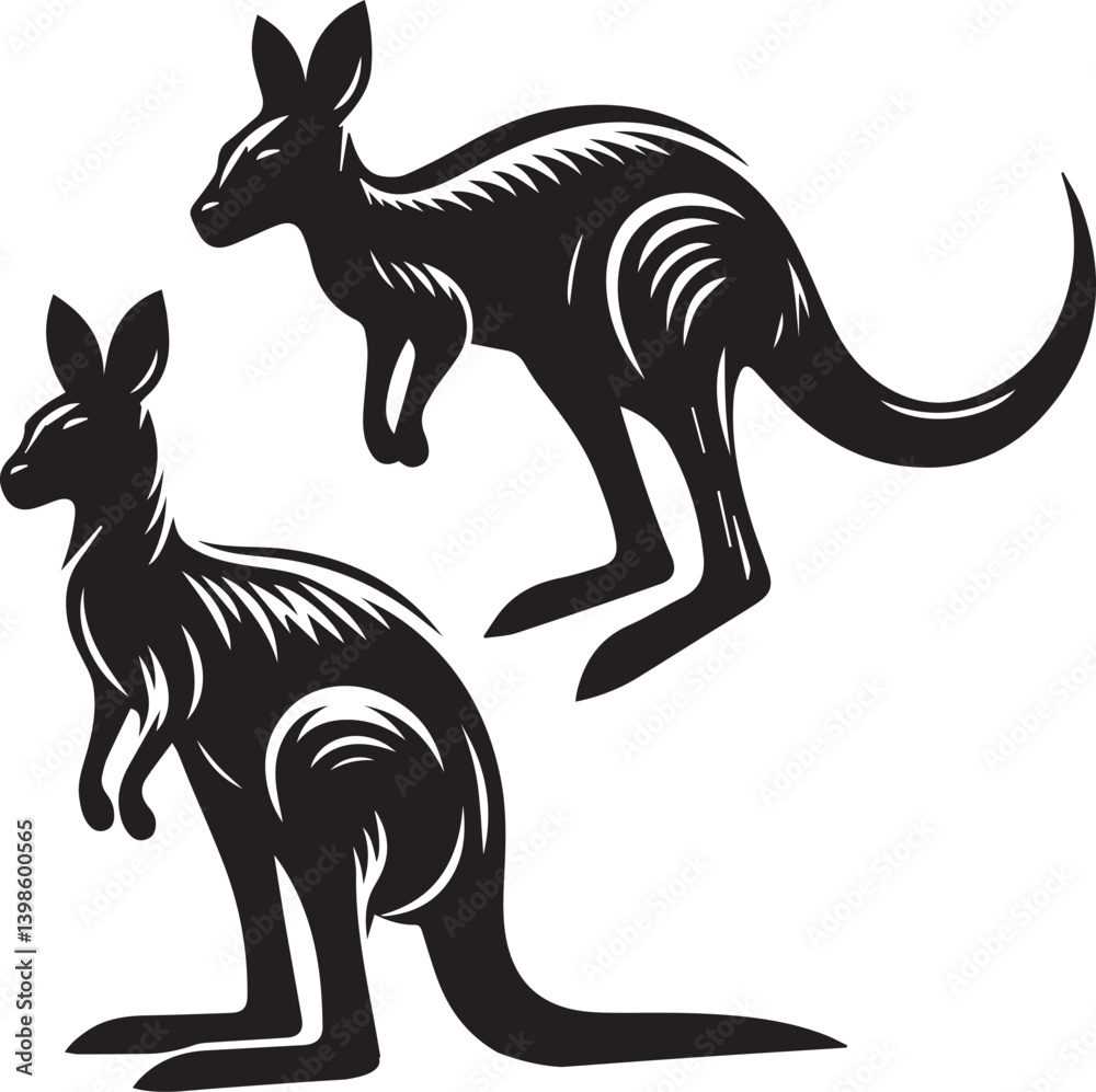 Obraz premium Stylized Kangaroo Silhouette Vector Illustration