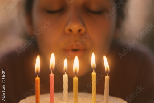 Celebrating With Candles on a Birthday Cake in a Cozy Indoor Setting