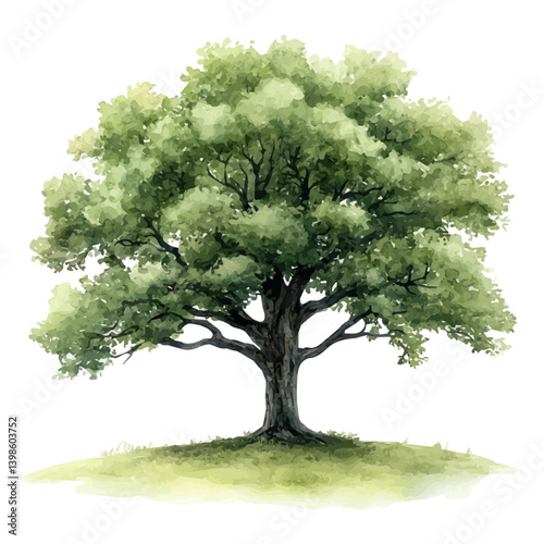 Mulberry tree, watercolor illustration, isolated on a white background.



