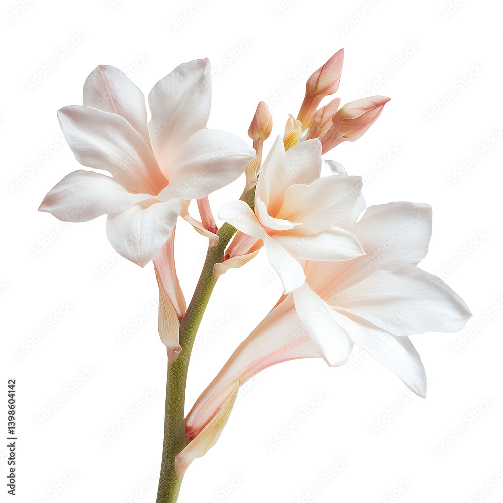 Fototapeta premium a white flower on a transparent background, PNG image, PNG file, Generative art.