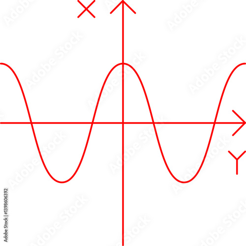 Cosine Graph single vector illustration icon