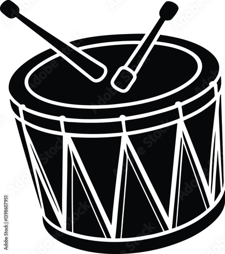 black drum with drumsticks, simple style clip art preview