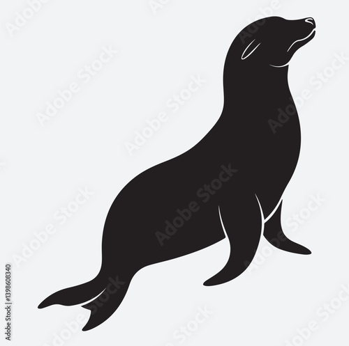 a sea lion silhouette vector art illustration, black sea lion vector