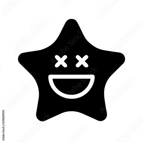 grin stars glyph  vector flat icon