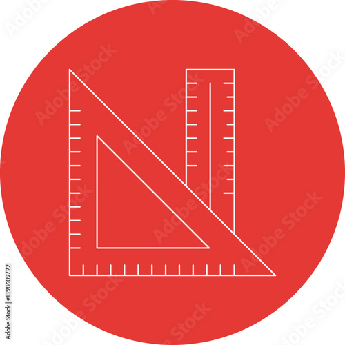 Ruler and Set Squate single vector illustration icon