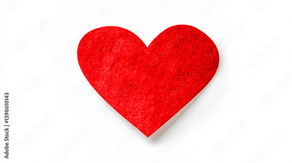 Isolated Red Heart-Shaped Sticker on White Background - Romantic Love Symbol, Valentine’s Day Decoration. Isolated Red Heart-Shaped Sticker on White Background - Romantic Love Symbol, Valentine’s Day Decoration.