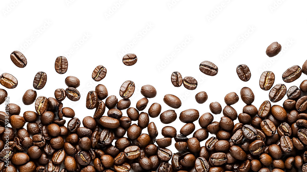 Obraz premium roasted coffee beans on a transparent background, PNG image, PNG file, Generative art.