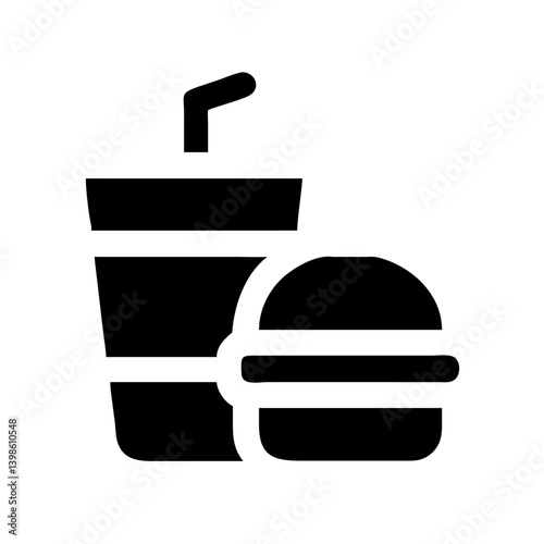 hamburger soda glyph  vector flat icon