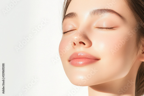 Close-up portrait of a serene woman.