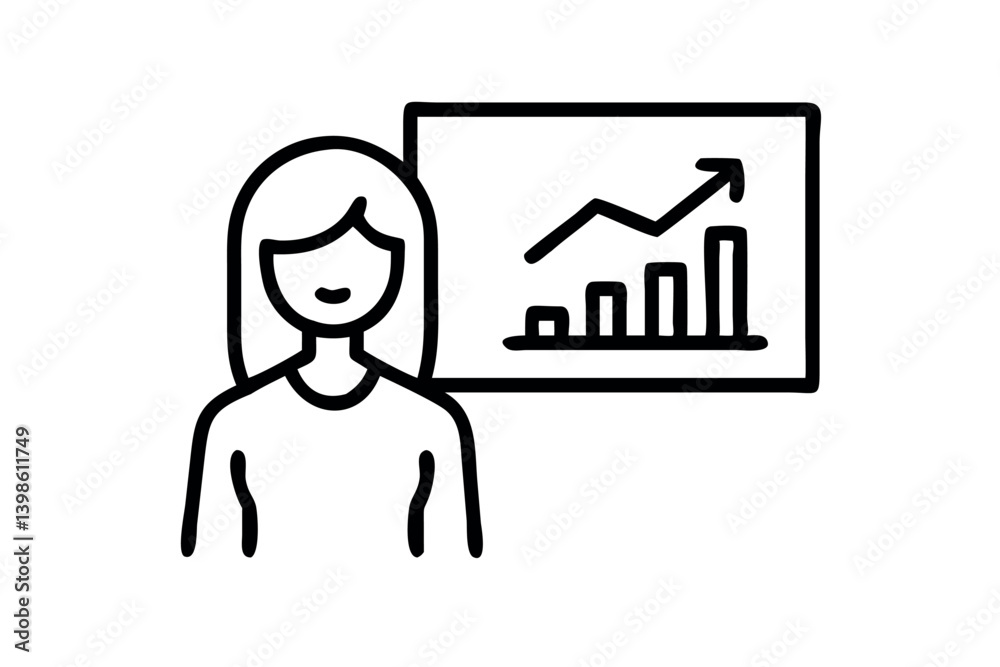 Businesswoman presenting financial data on cash flow and growth chart showing positive progress, finance success concept Businesswoman presenting financial data on cash flow and growth chart showing positive progress, finance success concept