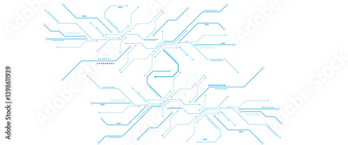 High-tech circuit board connection system. Vector abstract technology on a white background.