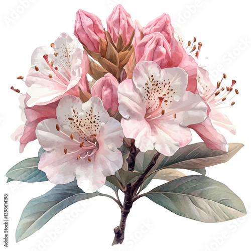Mountain Laurel, watercolor illustration, isolated on a white background.

