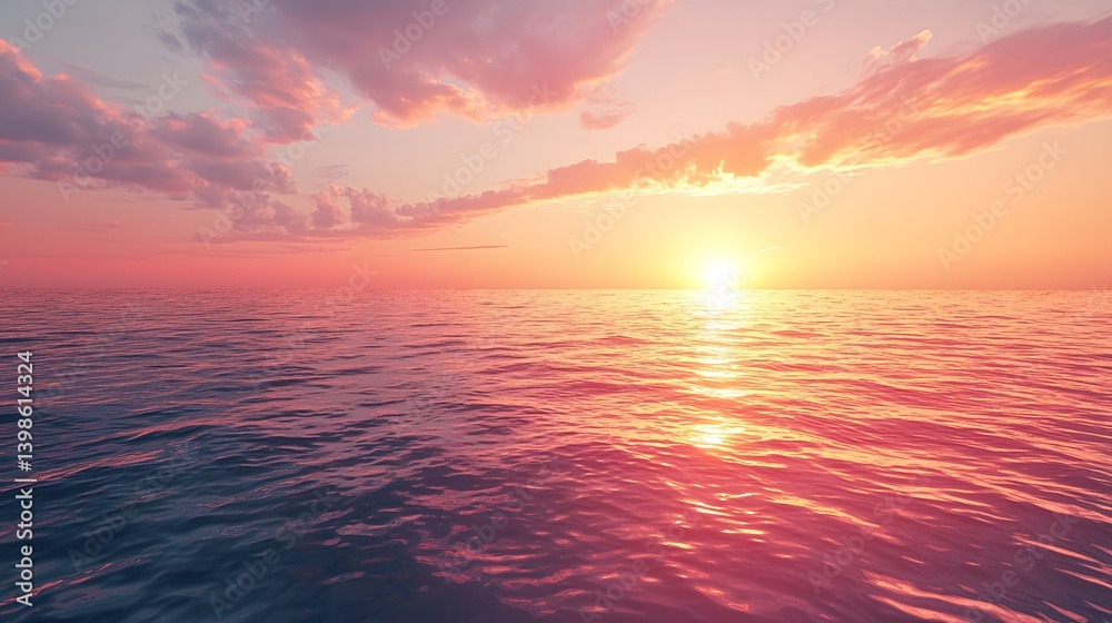 Sunset over calm ocean waters reflecting warm hues in the sky. Generated by AI Sunset over calm ocean waters reflecting warm hues in the sky. Generated by AI