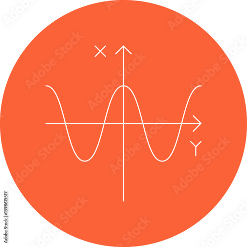 Cosine Graph single vector illustration icon