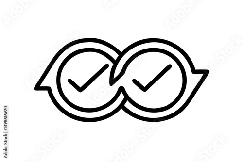 Cash Flow Concept Modern stylized logo with arrows and checkmark symbolizing financial success and progress