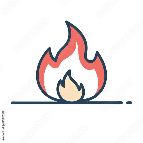 Fire Icon for Emergency, Heat, Flame, and Energy Concepts in Vector Style
