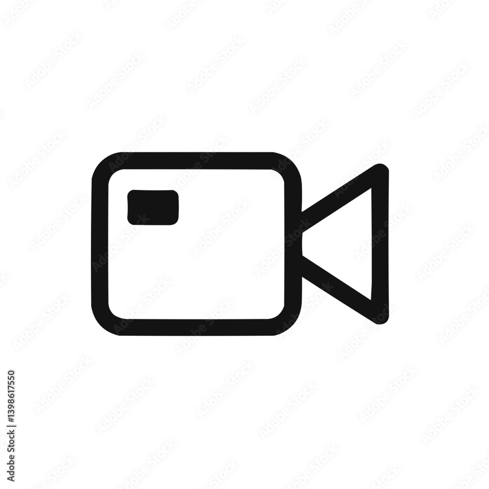 Minimalist Icon of Video Camera Isolated on White Background Minimalist Icon of Video Camera Isolated on White Background