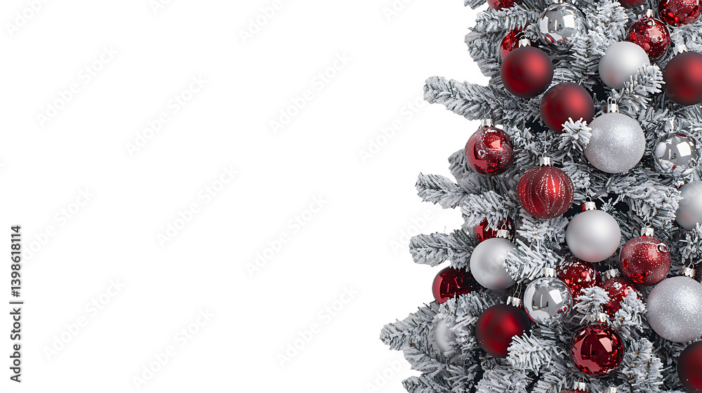 a christmas tree with red and silver ornaments on a transparent background, PNG image, PNG file, Generative art. a christmas tree with red and silver ornaments on a transparent background, PNG image, PNG file, Generative art.