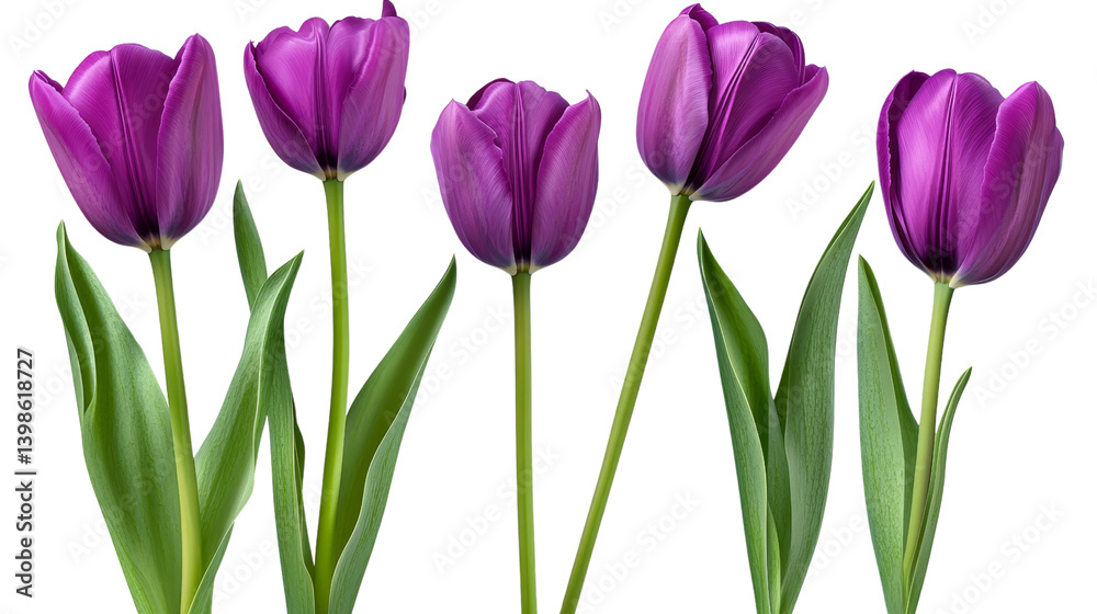 Five Purple Tulips Composition Isolated on Transparent Background, Spring Flowers, Floral Design, Tulips, Purple, Spring Five Purple Tulips Composition Isolated on Transparent Background, Spring Flowers, Floral Design, Tulips, Purple, Spring