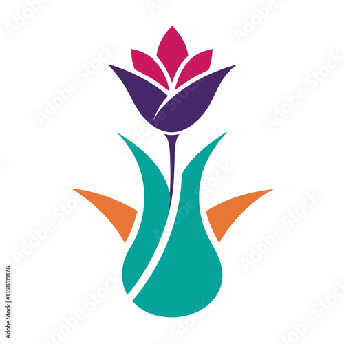 Elegant Flower Vase Logo Design for Florist, Home Decor, and Botanical Branding on White Background