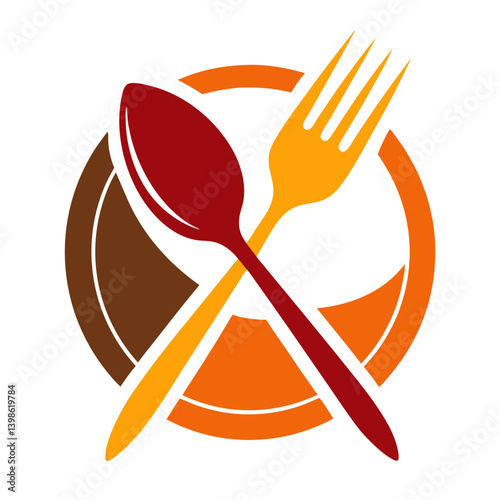 Fork and Spoon Logo Icon for Dining, Culinary, and Restaurant Themes on White Background