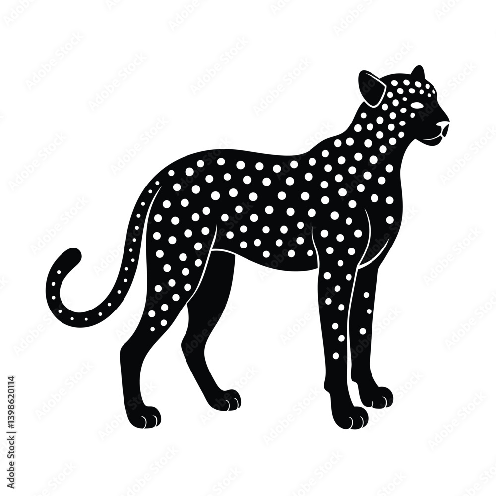 Fototapeta premium Cheetah silhouette on white background.