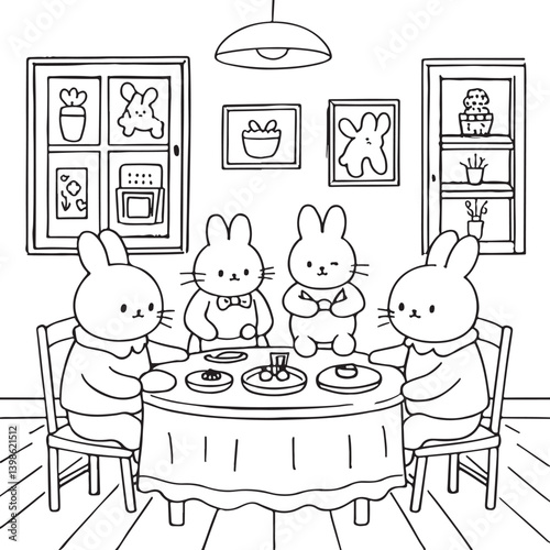 a sat of rabbit design isolated on the white background.