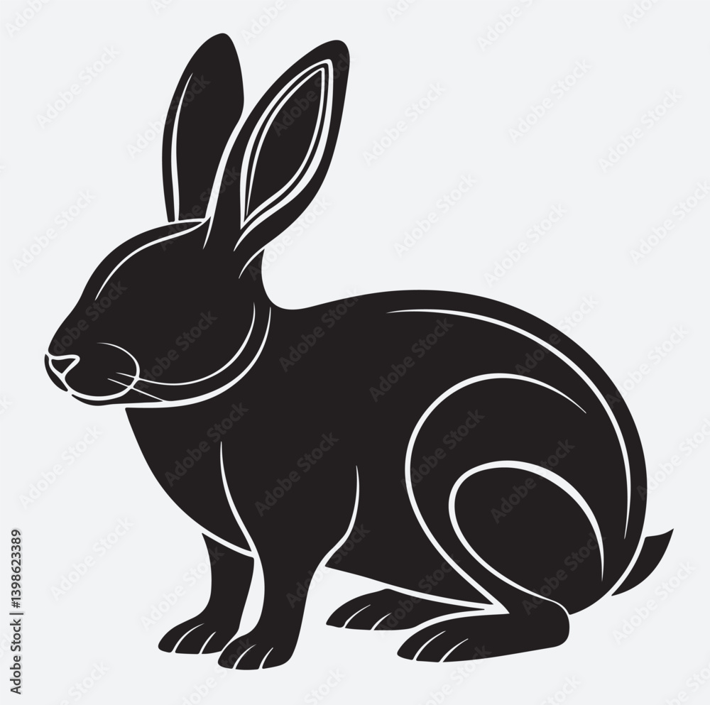 Fototapeta premium rabbit silhouette vector art illustration, vector illustration of a rabbit