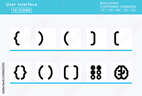 Set of 5 bold user interface icons, books, icon, flat, vector, book, section, medical, spells, tanakh, user, border, all, bottom