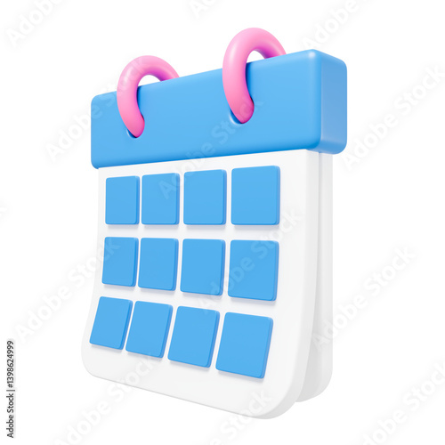 3D rendered calendar icon for graphic