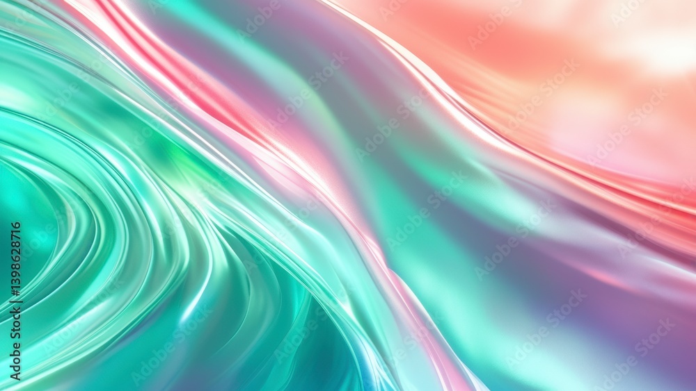Fototapeta premium A colorful, swirling abstract pattern with a mix of pastel and vibrant hues, creating a sense of motion and fluidity. The background is soft and dreamlike