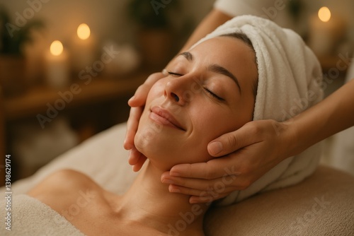 Relaxation During a Soothing Facial Treatment in a Tranquil Spa Environment