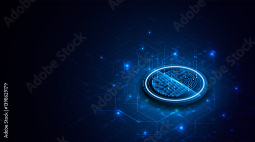 Abstract technology circuit board background. Fingerprint scanning cybersecurity concept. modern technology innovation concept background	