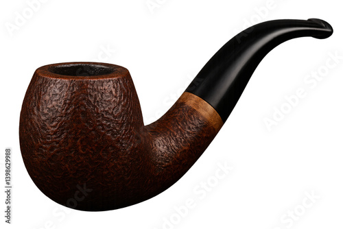  Vintage Wooden Smoking Pipe Isolated on Transparent Background