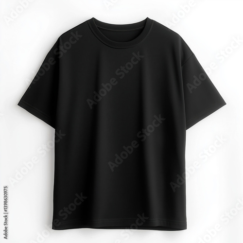 Black oversize t-shirt mockup casual fashion staple isolated on white background