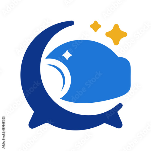 Cozy Night Logo with Pillow, Bed, Moon, and Star Elements on White Background