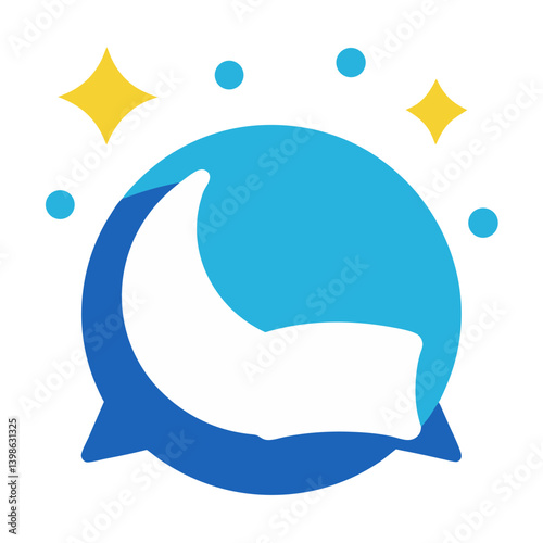 Cozy Night Logo with Pillow, Bed, Moon, and Star Elements on White Background