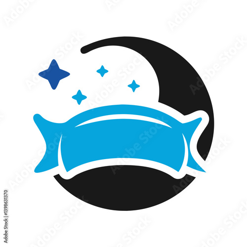 Cozy Night Logo with Pillow, Bed, Moon, and Star Elements on White Background