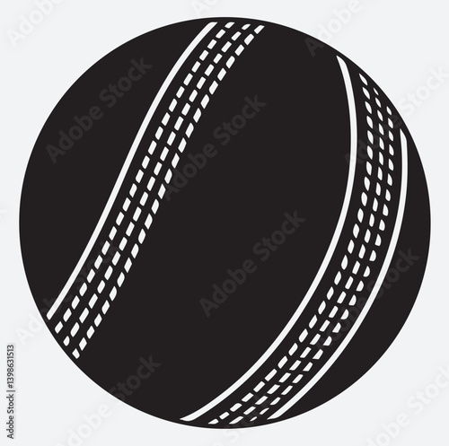cricket ball silhouette vector art illustration, black and white cricket ball
