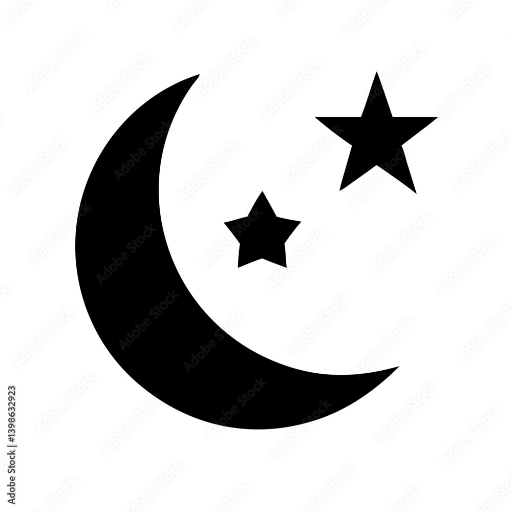 moon stars vector flat icon moon stars vector flat icon