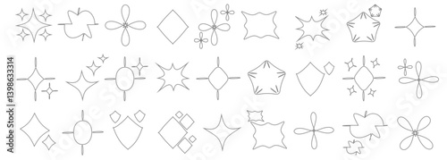 Sparkling stars, vectors sparkling star icon vectors, flickering twinkle, sunburst star shapes collection. Abstract magical light flares, vector star icons vector , isolated on white background. PNG