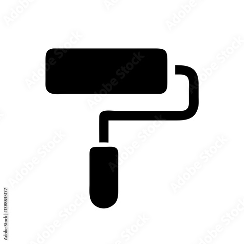 paint roller glyph  vector flat icon