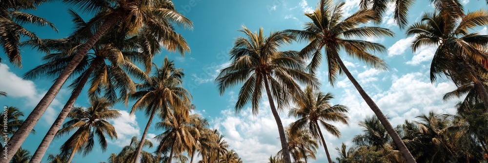 Obraz premium Palm Trees against a vibrant blue sky