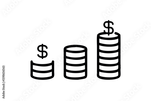 Increasing Stacks of Coins Representing Cash Flow Financial Growth and Investment Returns