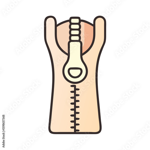 Zipper Outline Icon Representing Sewing and Needlework Tools  