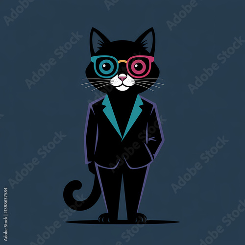 Cool Cat Wearing a black suit