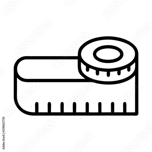 Measuring tape tool in a minimalist style against a white background  