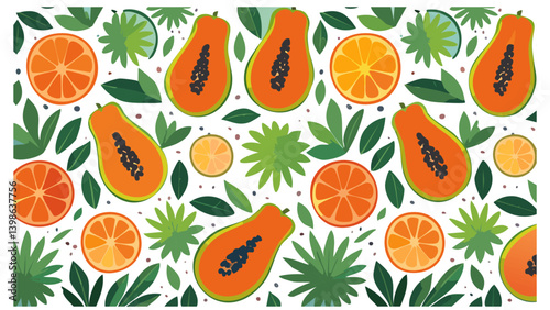 Exotic Tropical Fruit and Leaf Seamless Pattern 2