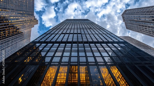 Wallpaper Mural Low-angle photograph of a black glass skyscraper corner, with a sky background Torontodigital.ca
