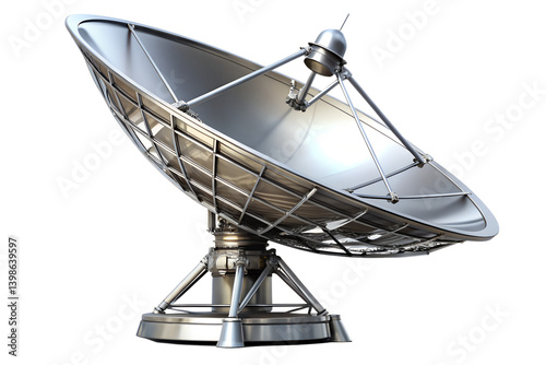 Satellite dish antenna communication technology signal receiver equipment design on transparent background